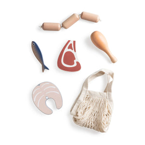 Sebra wooden meat and fish toy set for kids