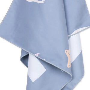 Close view of beach towel in blue colour
