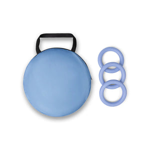 Folded baby splash mat showing compact storage size