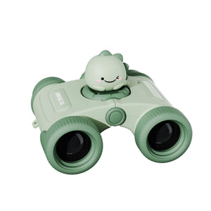 Zoo eyes dino binoculars close-up view.
