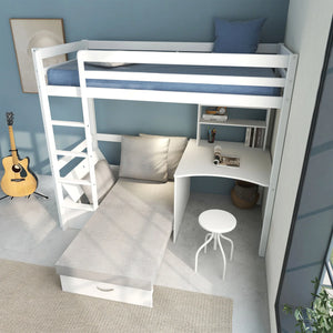 You can turn the ladder around and pull out the chair bed, making it easy to use.