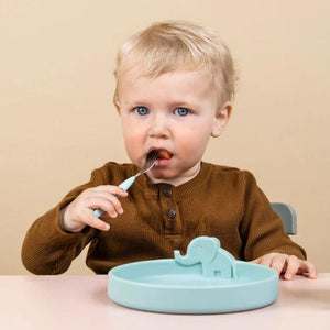 Toddler Using Fork and Plate - Dinner Set