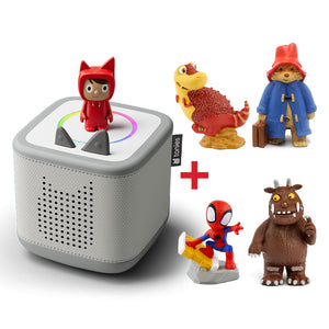 Toniebox 2 starter bundle - create your own 5 tonies in moon grey colour.