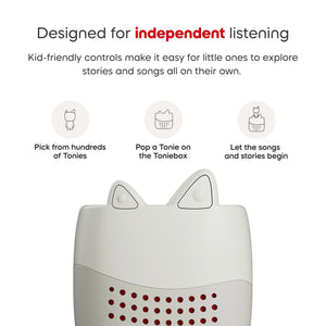Close-up of Toniebox Lite top surface, simple controls designed for independent use by children