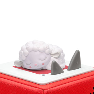 Sleepy Sheep figurine placed on a Toniebox.