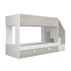 Trasman easy bunk bed with underbed trundle is made from sturdy particleboard with a melamine finish.