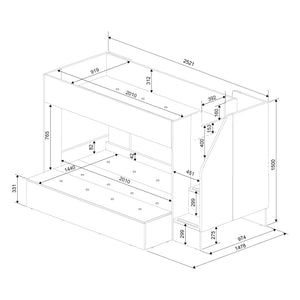 Measurement of the Trasman easy triple bunk bed.