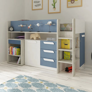 Blue Trasman Girona midsleeper bed with integrated desk