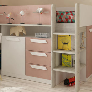 Girona mid sleeper bed with integrated shelving