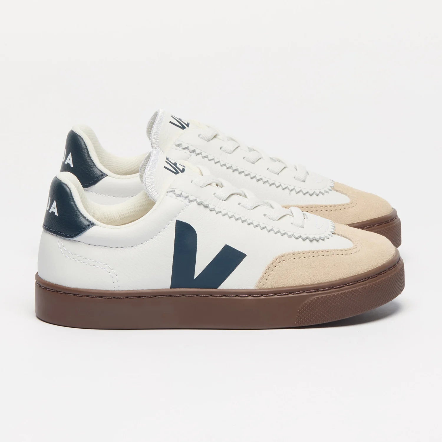 Veja Kids Volley Elastic Laces Leather White Nautico Bark