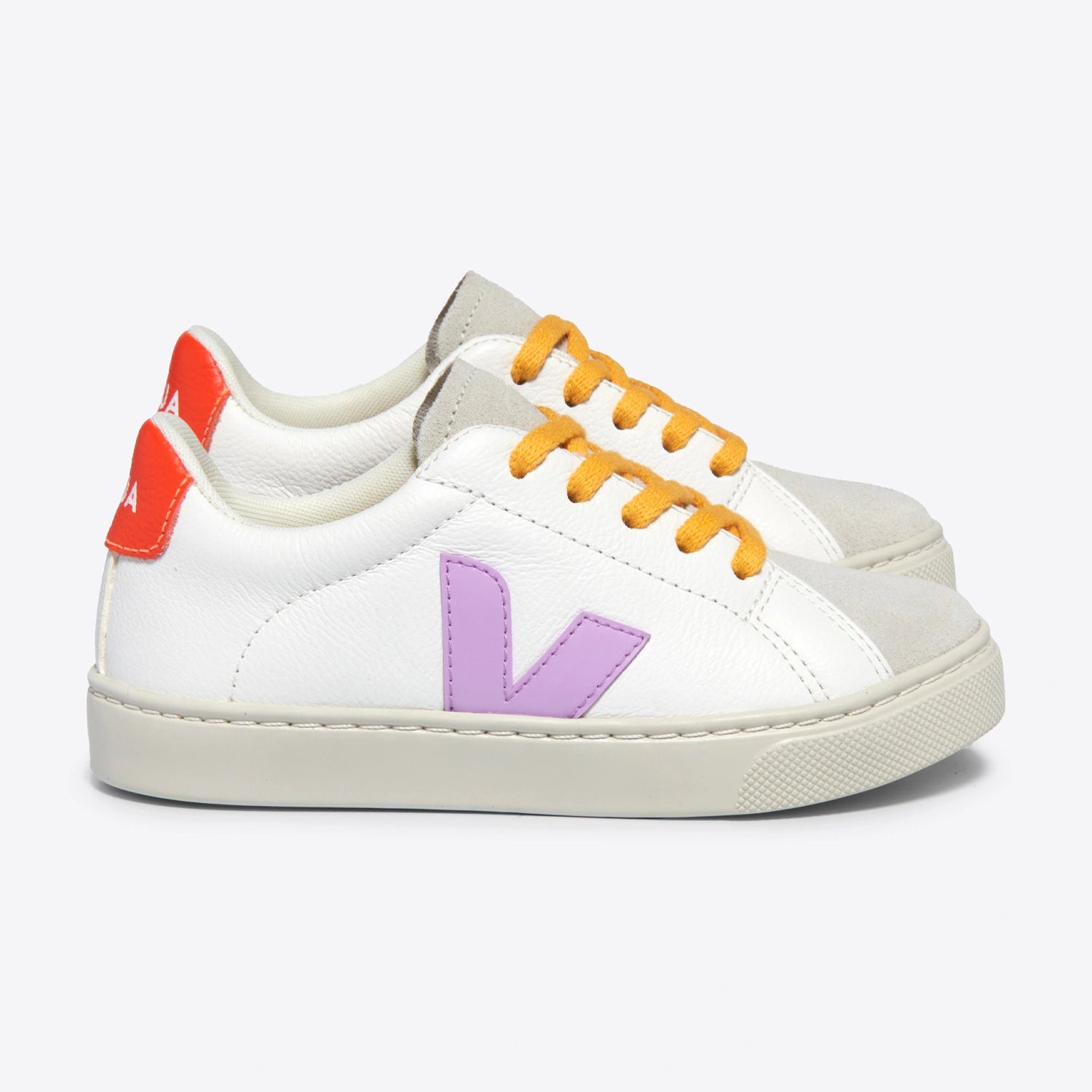 Veja Kids Esplar Leather White Orchid Orange Fluo
