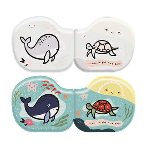 Colour-changing Whale bath book showing colourful sea creatures