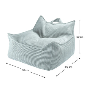 Measurement of Wigiwama beanbag chair in peppermint colour.