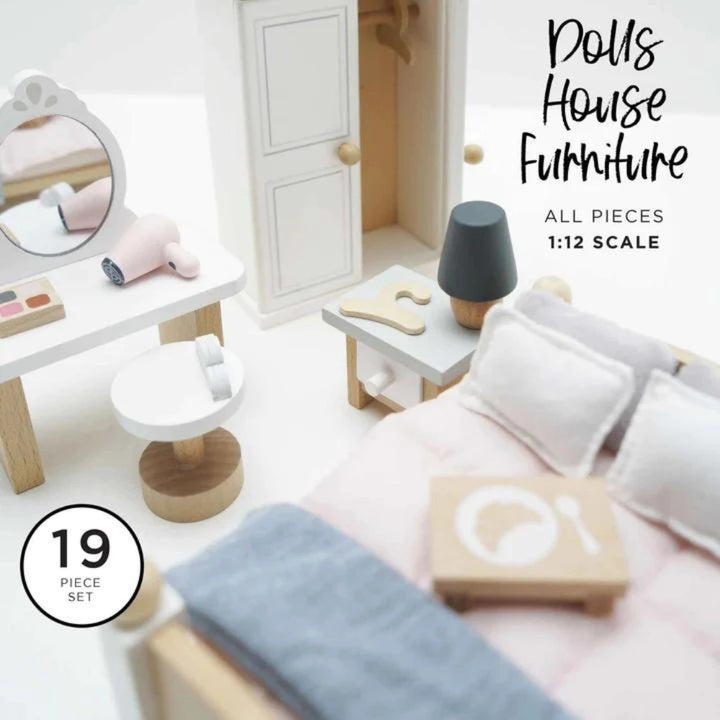 Wooden Dollhouse Master Bedroom Set Daisyland Dollhouse Furniture 