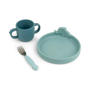 dinner set and dinner cutlery for children blue