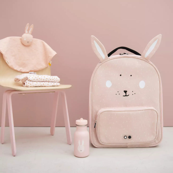 Lifestyle of backpack in pink background