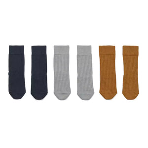 Liewood Lorenzo Cotton Rib Socks for Kids 3pack - Sea Blue Mix