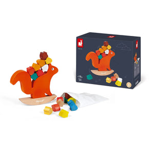 Wooden squirrel balance game