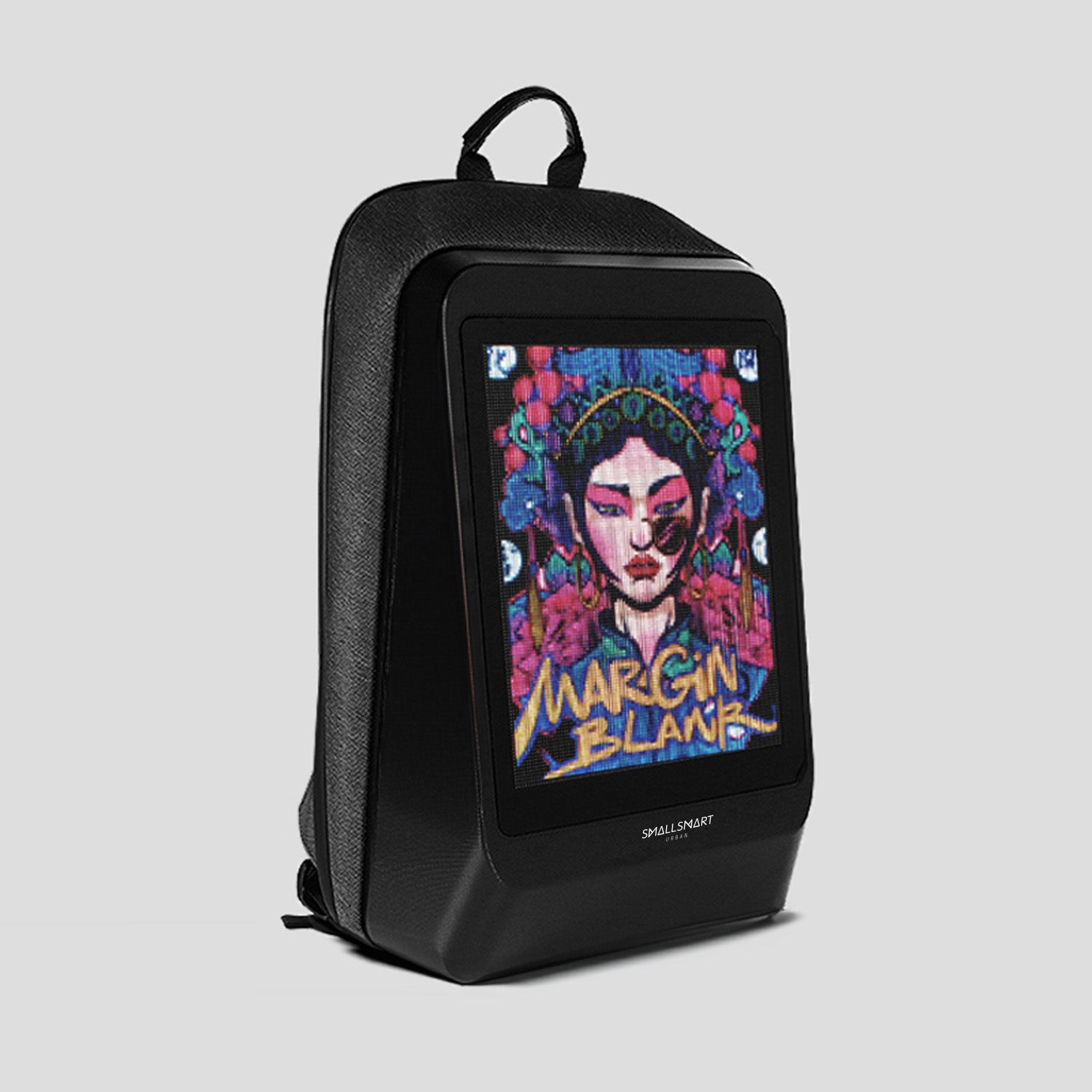 Load video: Video Small Smart Urban Pixel Art Laptop Backpack with LED