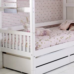 Includes underbed trundle and drawers for convenience