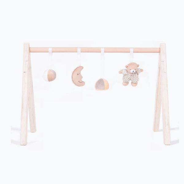 MiniDream Play Gym Wooden Activity Gym with Toys - Moon & Star
