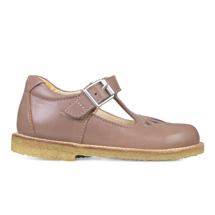 Angulus Mary Janes With Velcro and Buckle Shoe - Plum