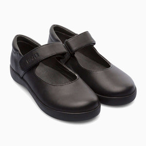 Camper Spiral Comet Black Leather Girls School Shoes