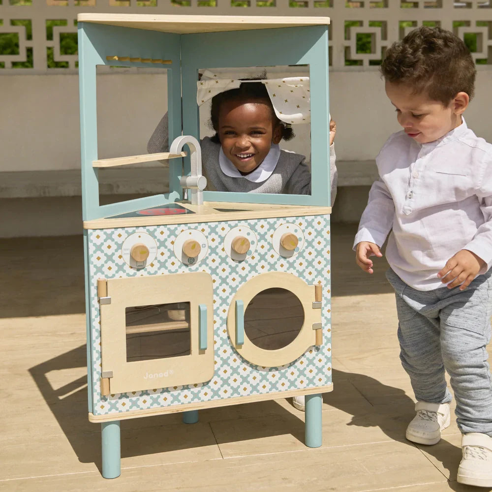 Janod Gifts for Kids Trio Corner Kitchen - Retro Blue Design