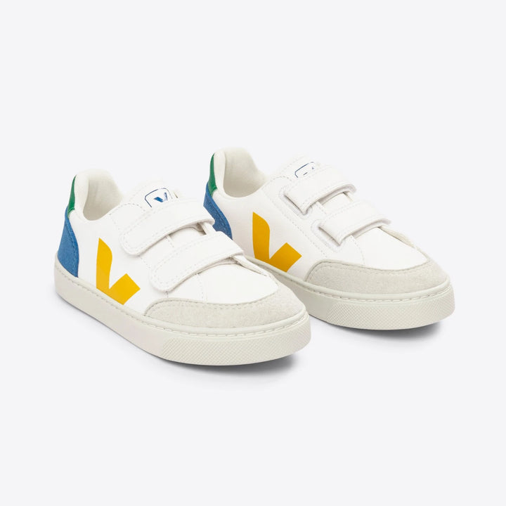 White ChromeFree leather kids sneakers, ethical and eco-conscious