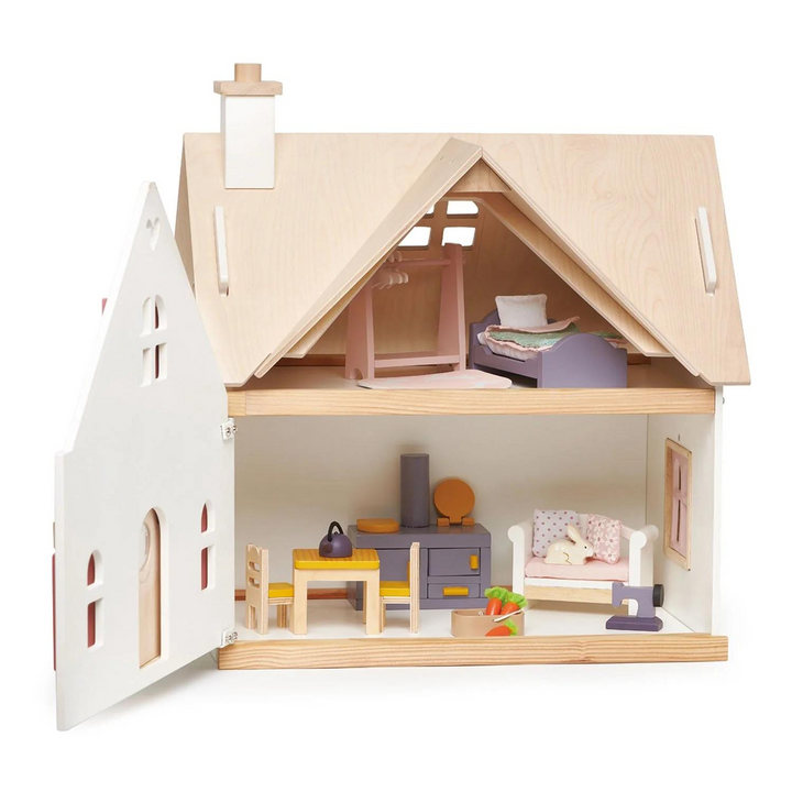Cottontail Cottage Dollshouse with Wooden Retro Furniture- Tender Leaf Toys