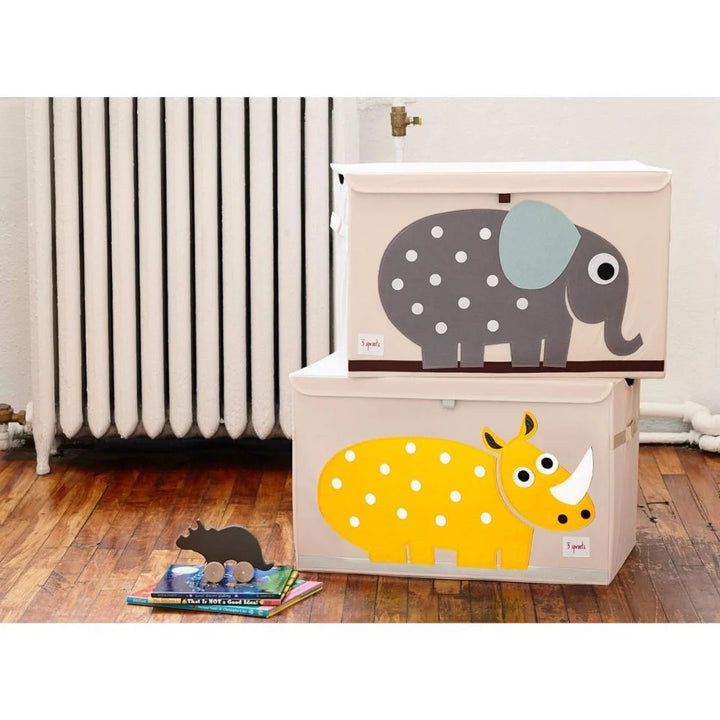 3 Sprouts Toy Storage box with lid yellow rhino