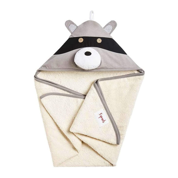 3 Sprouts Hooded Towel (Raccoon Grey)