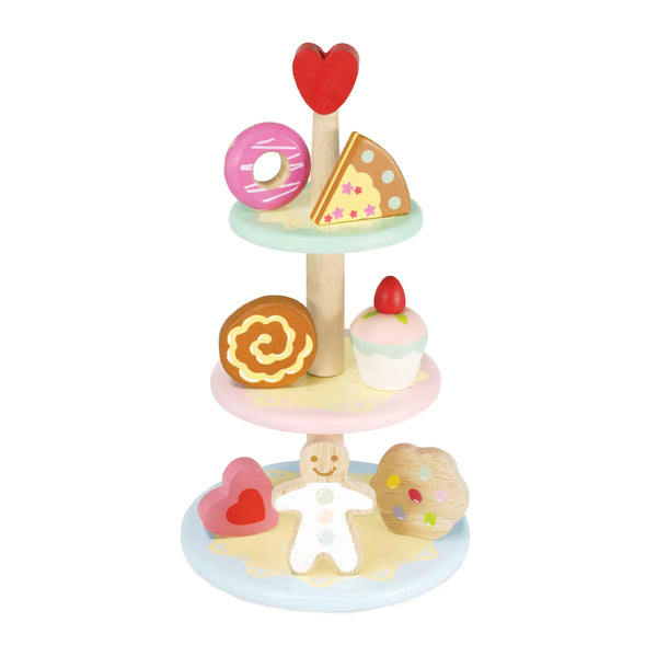 3 tier wooden toy cake stand