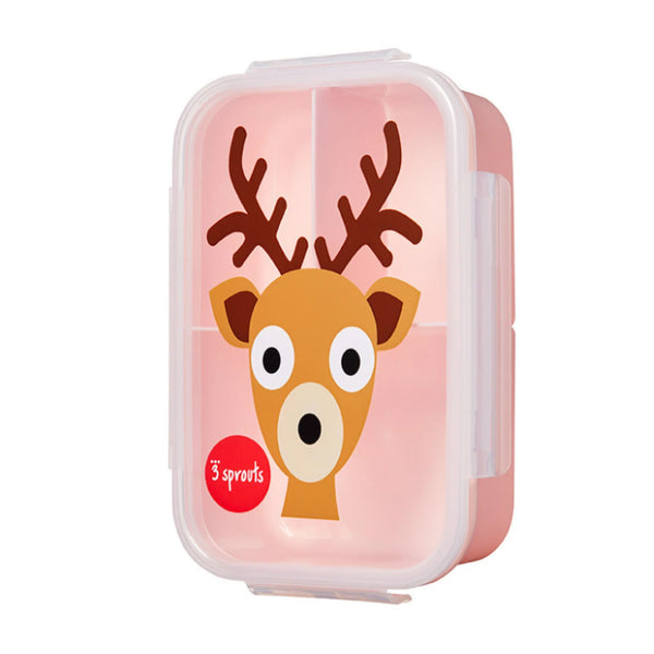3 Sprouts deer bento lunch box, leakproof kids lunch container, compartment lunch box