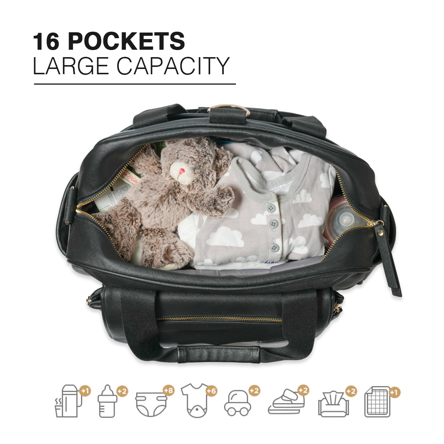 Allis Baby Plus Changing Bag with Changing Mat - Black