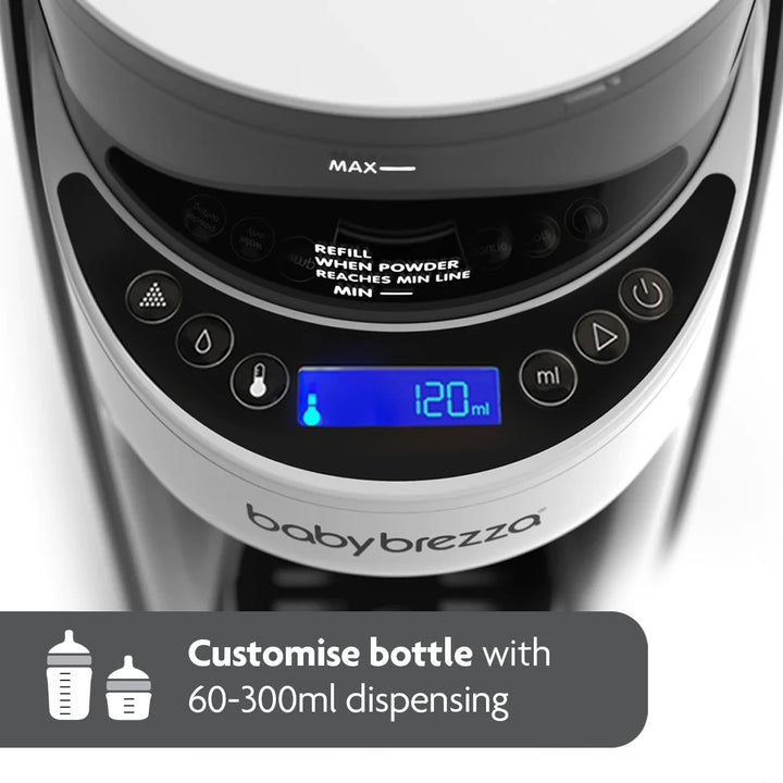 It only dispenses water or formula from 60 to 300 ml at a time.