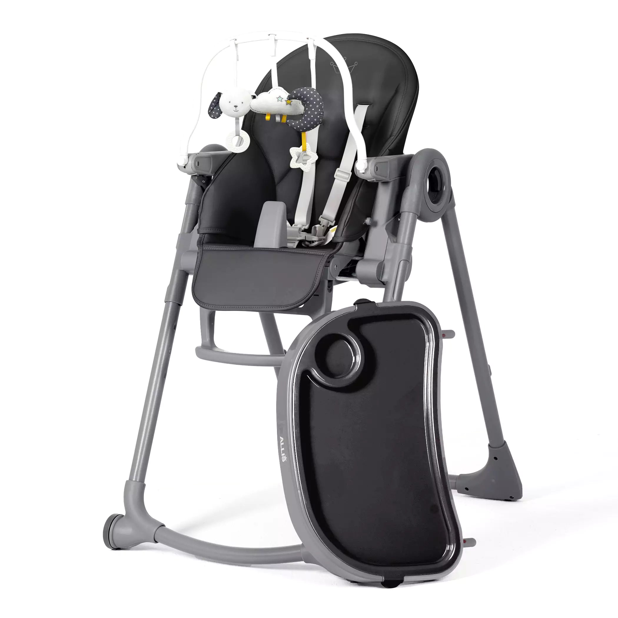 Allis Baby's sleek black high chair.
