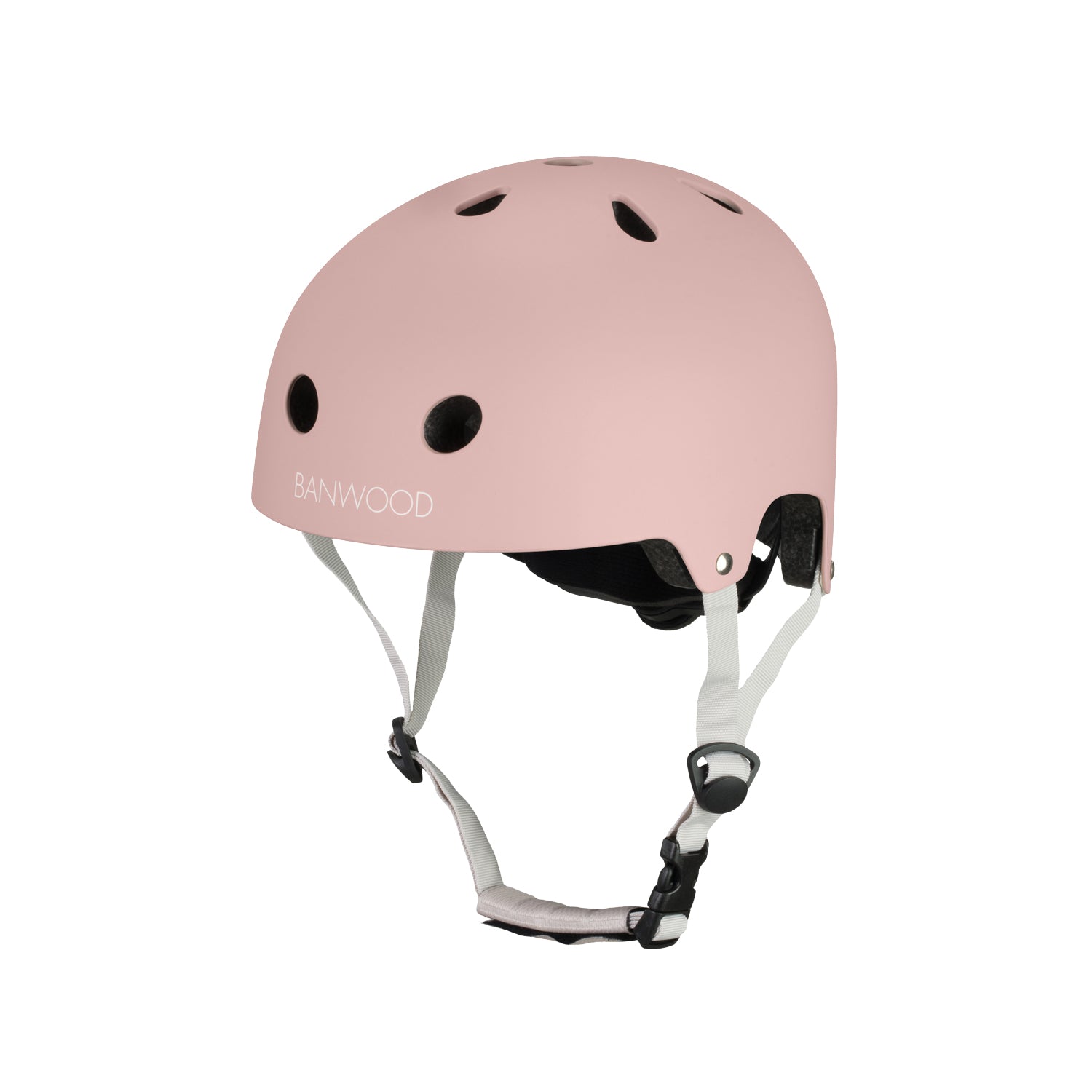 Matching dusty rose helmet in a white background.