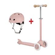 Banwood ecoride scooter with helmet - dusty rose kids scooter in a white background