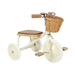 Banwood cream vintage trike with wicker basket
