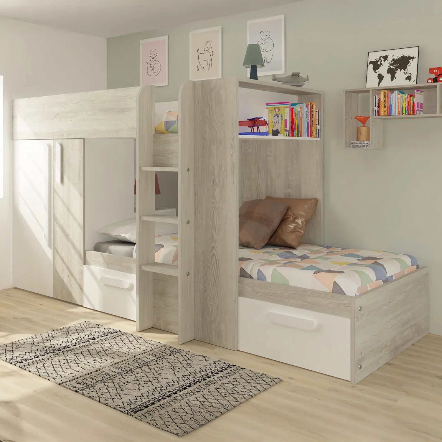 Barca Bunk Bed with Drawers Storage & Wardrobe