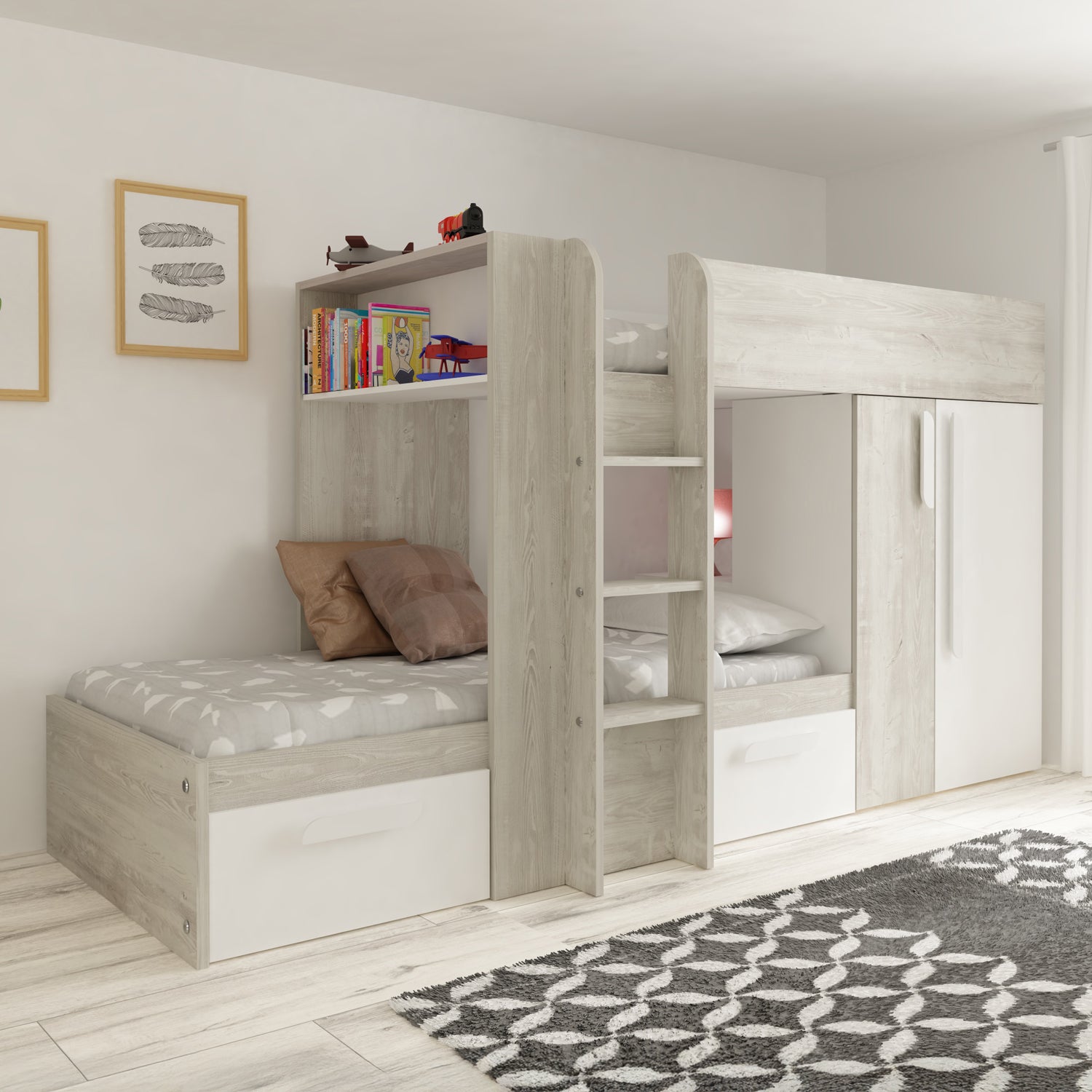 Kids Avenue Trasman Barca Bunk Bed in White.