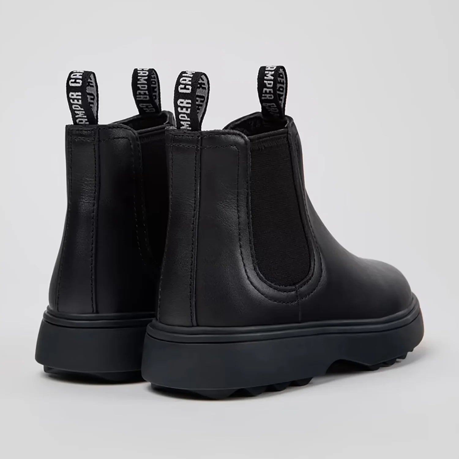 Kids black leather ankle boots with chunky rubber sole – Camper Norte