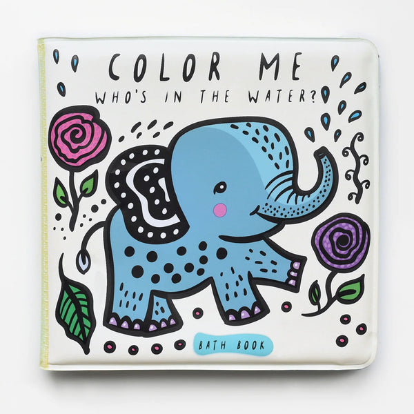 Colour Me: Who's in the Water? bath book, black and white baby animals