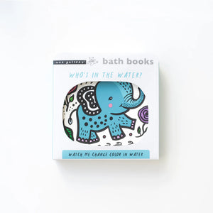 Baby bath book with color-changing pages, dries for reuse