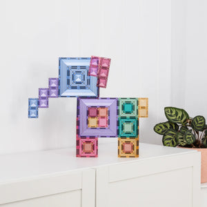 Compatible magnetic tiles combined with other Connetix sets