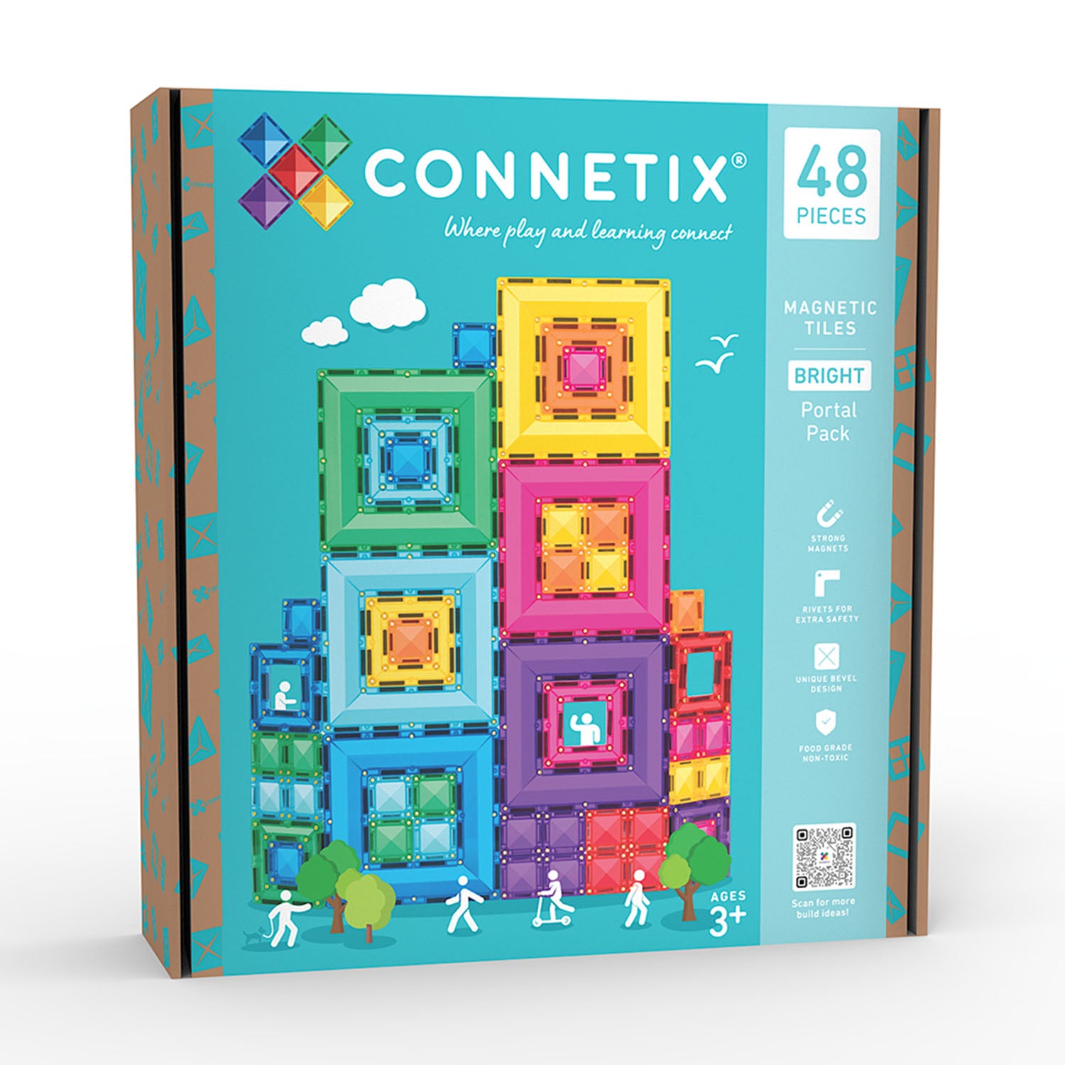 Connetix Bright Portal Pack 48 pc magnetic tiles set