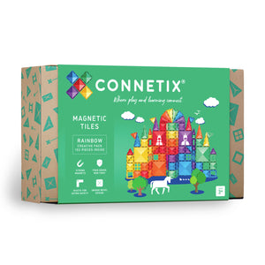 Connetix 102 Piece Rainbow Creative Pack magnetic tiles in bright colors
