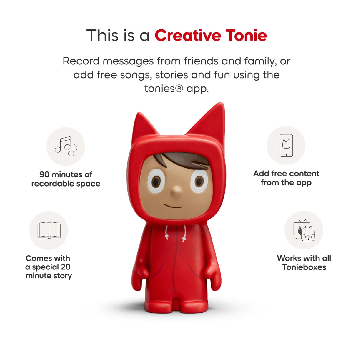 Red Creative Tonie Rubie figure, blank Tonie for uploading stories, songs and messages