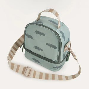 This kids' lunch bag is made of 100% polyester with insulation fabric inside.